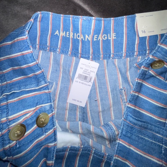 American Eagle 16 Plus Wide Leg Striped Jeans NWT - Picture 4 of 5